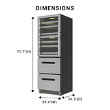 Equator Connoisseurs Club 3-Zone 84 Bottle Wine Refrigerator+2 Drawers 110V