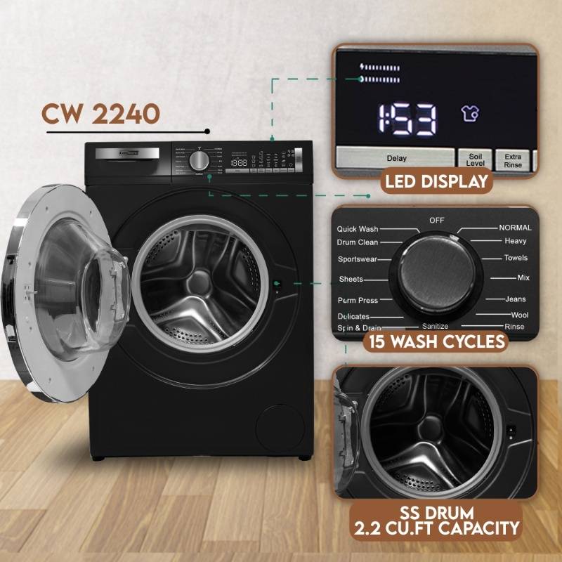 ConServ Washer 2.2cf AUTOSENSE 1400 RPM 15 programs Sanitize LED Display 110V