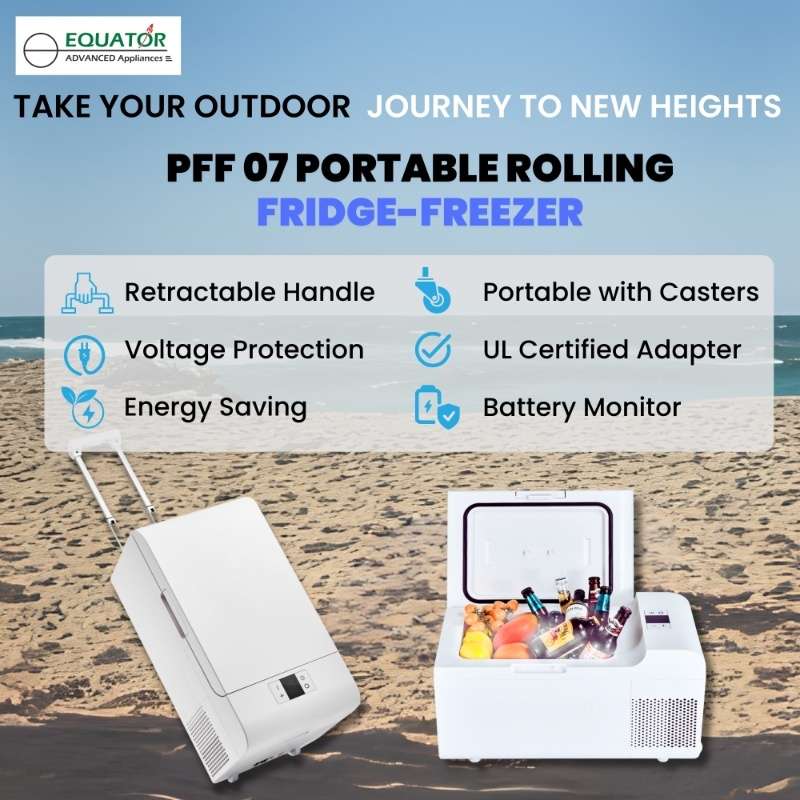 Rolling Fridge-Freezer Portable Casters Retractable Handle 0.7cf 12/110V