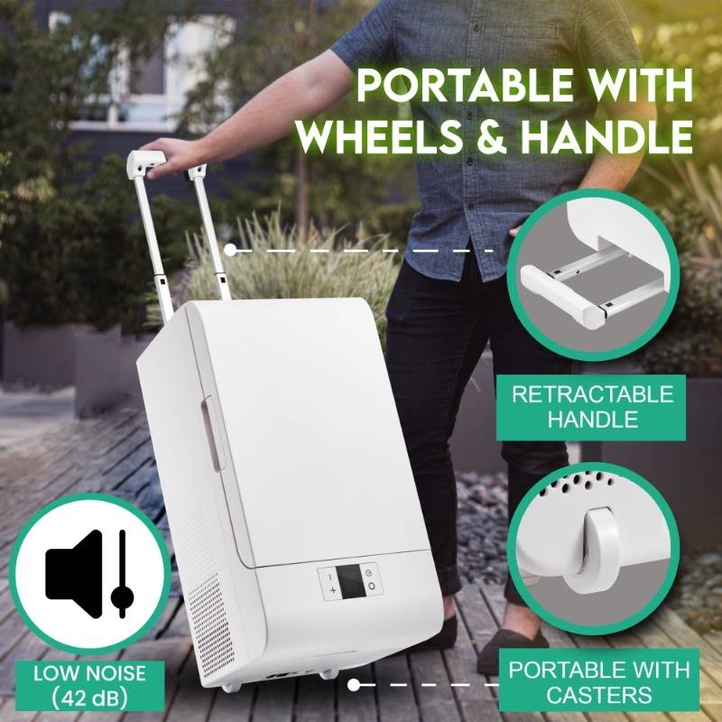 Rolling Fridge-Freezer Portable Casters Retractable Handle 0.7cf 12/110V