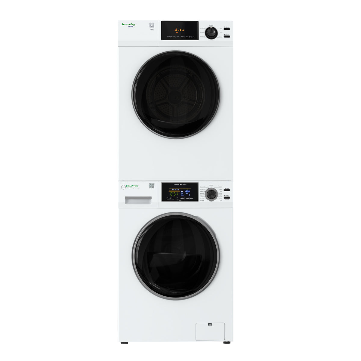 Set de lavandería: Lavadora de 18 libras (1.9 pies cúbicos) + Secadora de ventilación de 4 pies cúbicos, SALIDA ÚNICA de 110V