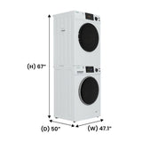 Set de lavandería: Lavadora de 18 libras (1.9 pies cúbicos) + Secadora de ventilación de 4 pies cúbicos, SALIDA ÚNICA de 110V