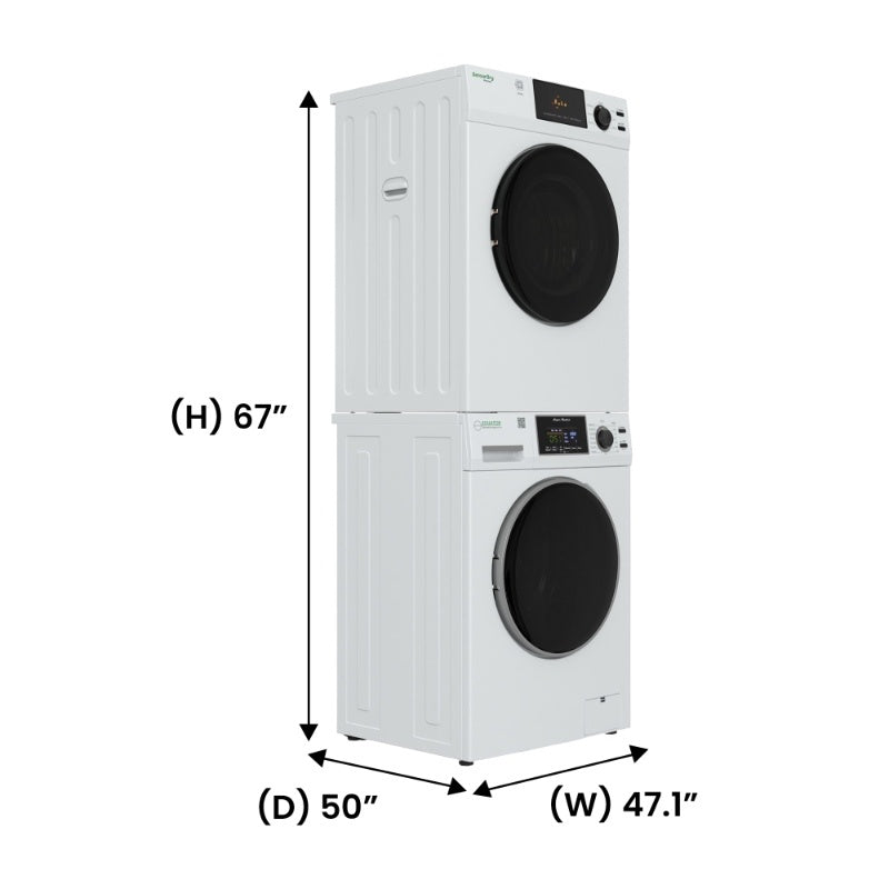 Set de lavandería: Lavadora de 18 libras (1.9 pies cúbicos) + Secadora de ventilación de 4 pies cúbicos, SALIDA ÚNICA de 110V