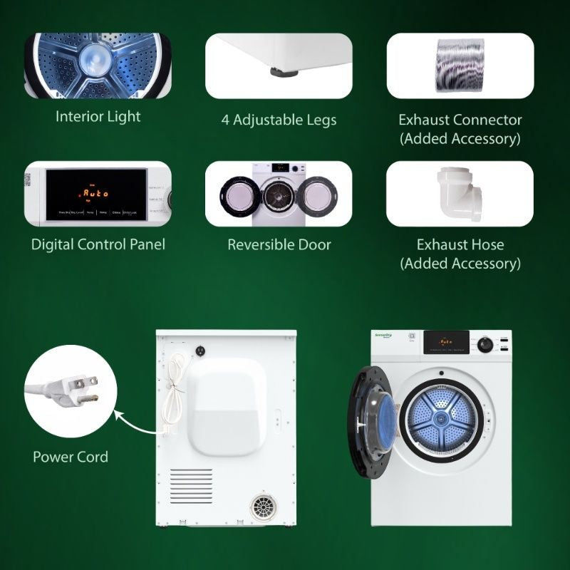 DELUXE 24 in VENTED Sensor Dryer w/Washer SOCKET 4cf/18lbs 110V