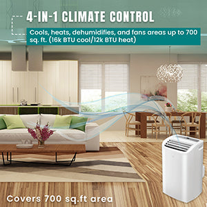 Equator 16000Btu PORTABLE AIR CONDITIONER Cool and Heat Indoor 700sf AutoSwing 110V