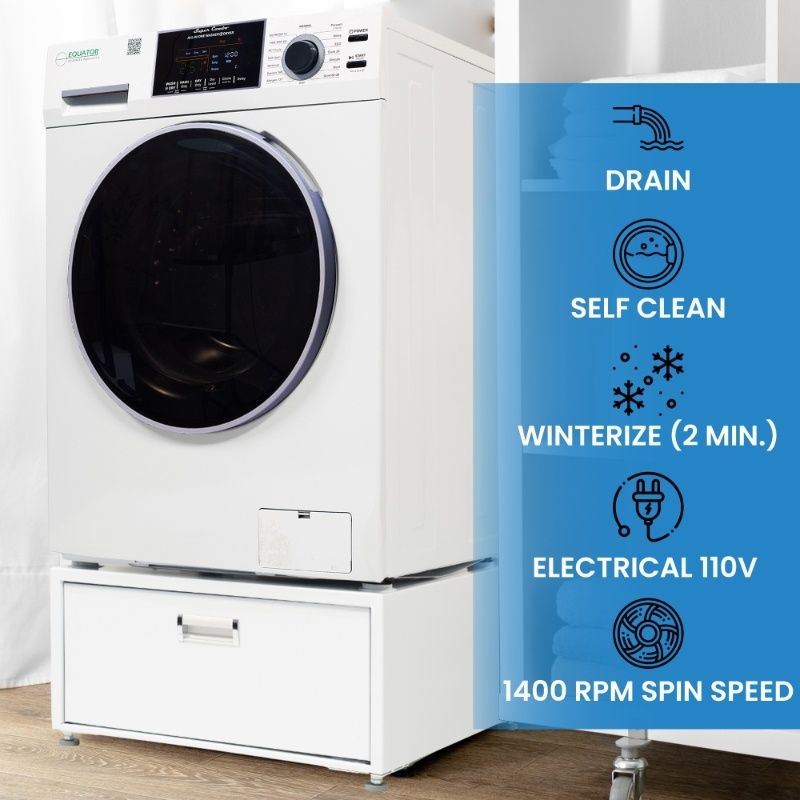 Lavadora-secadora todo en uno con SECADO POR VENTILACIÓN 30% MÁS RÁPIDO que el de condensación, 15 lb, 110 V + pedestal