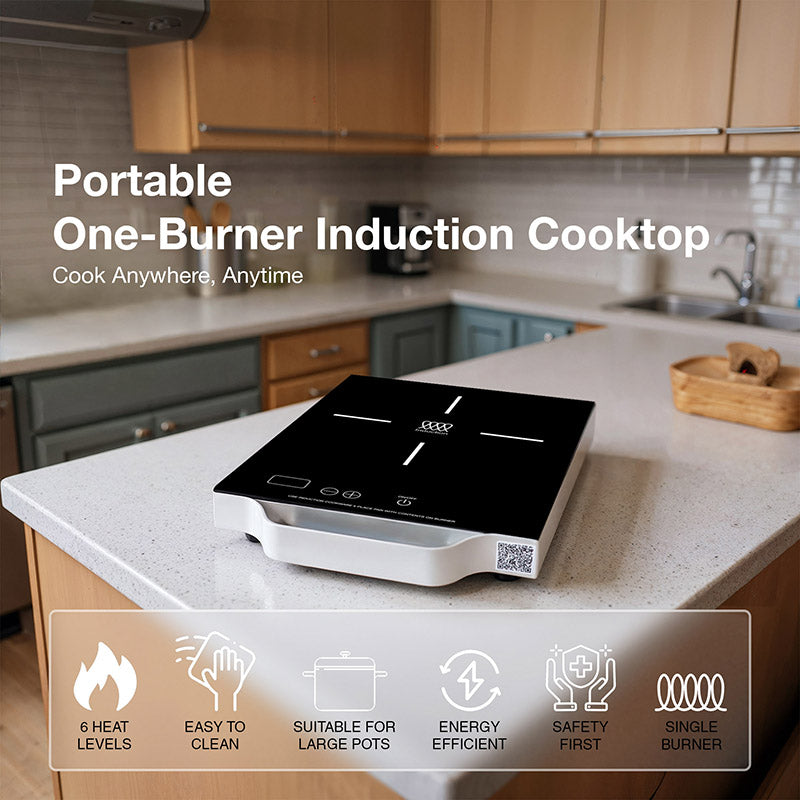 Placa de inducción portátil Equator de 11 pulgadas con un quemador, mango de aluminio LIGHT, 110V