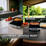 Placa de inducción portátil Equator de 11 pulgadas con un quemador, mango de aluminio LIGHT, 110V