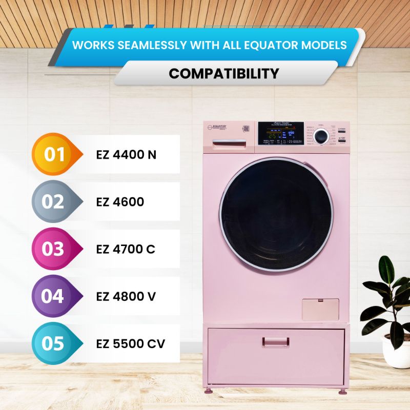 Lavadora secadora todo en uno CONVERTIBLE PET Ciclo de higienización 1.62 pies cúbicos/15 libras 1400 RPM + Pedestal