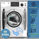 Set de lavandería: Lavadora de 18 libras (1.9 pies cúbicos) + Secadora de ventilación de 4 pies cúbicos, SALIDA ÚNICA de 110V