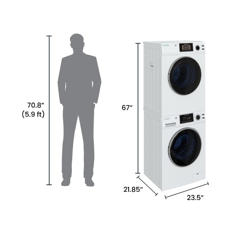 Set de lavandería 110V UN ENCHUFE Lavadora 15 Lb 1.62cf + Secadora ventilada 13Lb 3.1cf