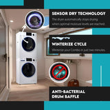 MARINE ANTI CORROSION Stackable Compact Washer 1.6cf+Sensor Dryer 3.1cf 110V