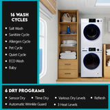 MARINE ANTI CORROSION Stackable Compact Washer 1.6cf+Sensor Dryer 3.1cf 110V