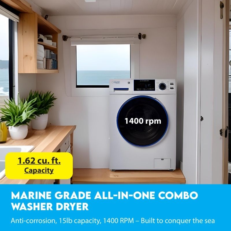 Original Marine Combo Washer Dryer ANTI CORROSION 1.62 cf/15 lbs 1400 RPM Salt Wash 110V
