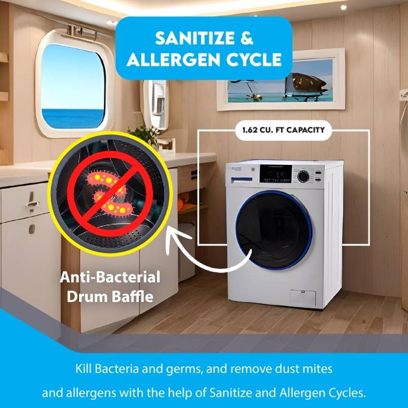 Original Marine Combo Washer Dryer ANTI CORROSION 1.62 cf/15 lbs 1400 RPM Salt Wash 110V