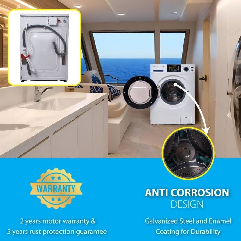 Original Marine Combo Washer Dryer ANTI CORROSION 1.62 cf/15 lbs 1400 RPM Salt Wash 110V