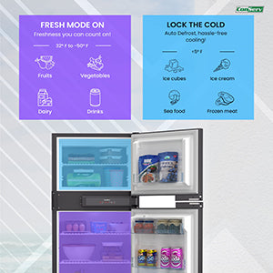 Refrigerador Congelador Conserv 12V/CC de 10 pies cúbicos, acero inoxidable, para RV, BARCO, FUERA DE LA RED, 2 puertas