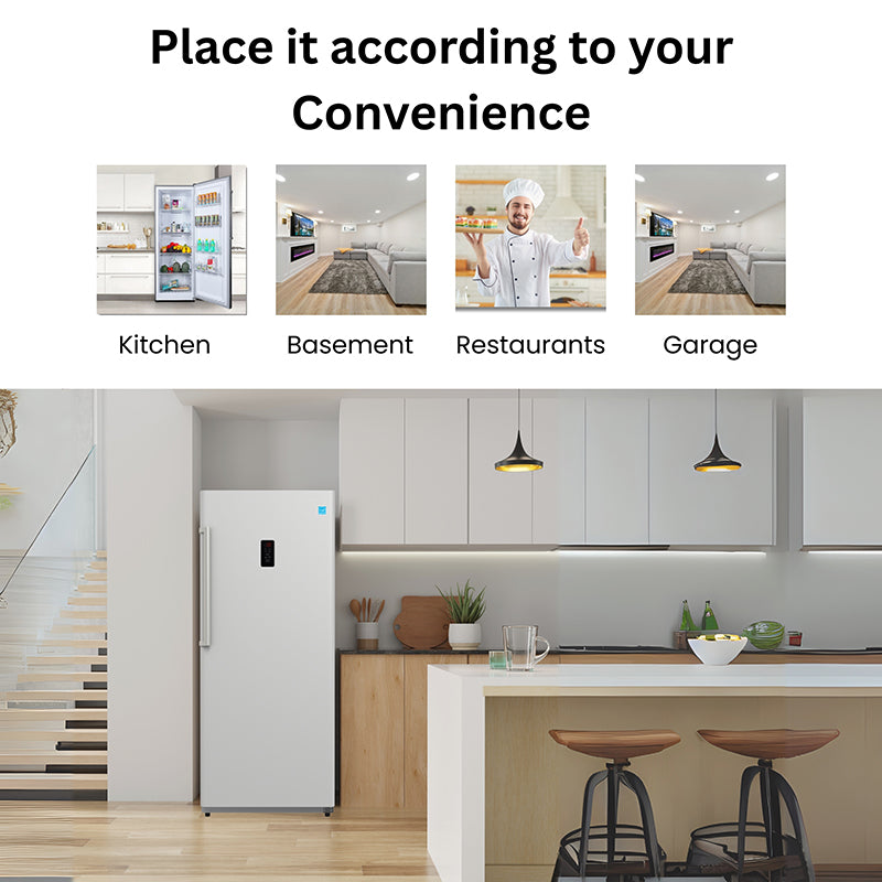 Congelador vertical Conserv de 17 pies cúbicos, CONVERTIBLE A REFRIGERADOR, apto para garaje, certificado Energy Star, 28 pulgadas de ancho, 110 V