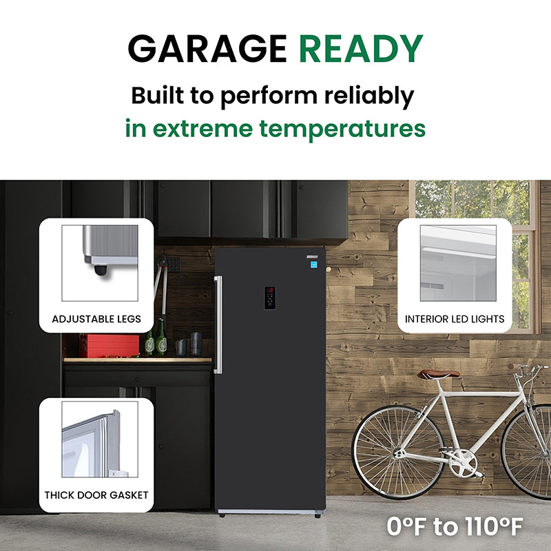 Congelador vertical Conserv de 17 pies cúbicos, CONVERTIBLE A REFRIGERADOR, apto para garaje, certificado Energy Star, 28 pulgadas de ancho, 110 V