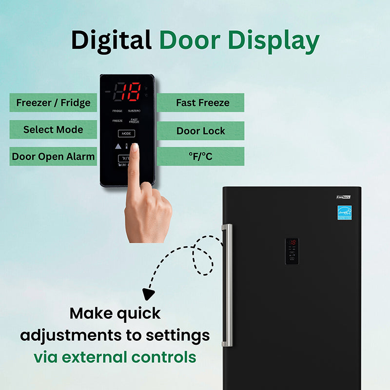 Congelador vertical Conserv de 17 pies cúbicos, CONVERTIBLE A REFRIGERADOR, apto para garaje, certificado Energy Star, 28 pulgadas de ancho, 110 V