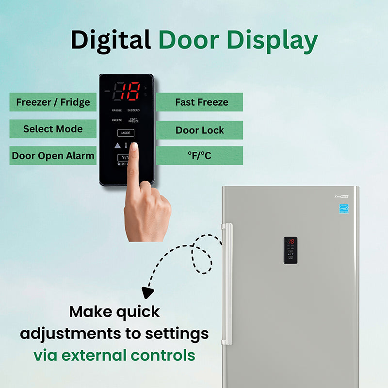 Congelador vertical Conserv de 17 pies cúbicos, CONVERTIBLE A REFRIGERADOR, apto para garaje, certificado Energy Star, 28 pulgadas de ancho, 110 V