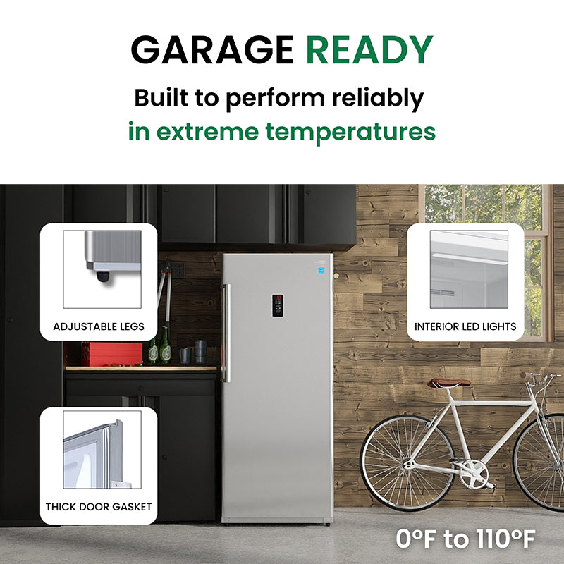 Congelador vertical Conserv de 17 pies cúbicos, CONVERTIBLE A REFRIGERADOR, apto para garaje, certificado Energy Star, 28 pulgadas de ancho, 110 V