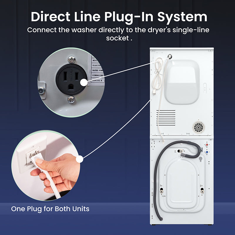 PREMIUM Compact 24 in VENTED Dryer w/Washer SOCKET 3.1cf/13lb SENSOR 110V