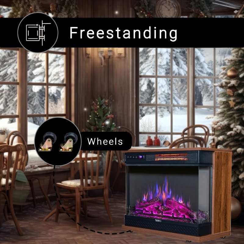 Chimenea portátil independiente Equator de 26 pulgadas, solo calor o LED de 7 colores, control remoto, 110V