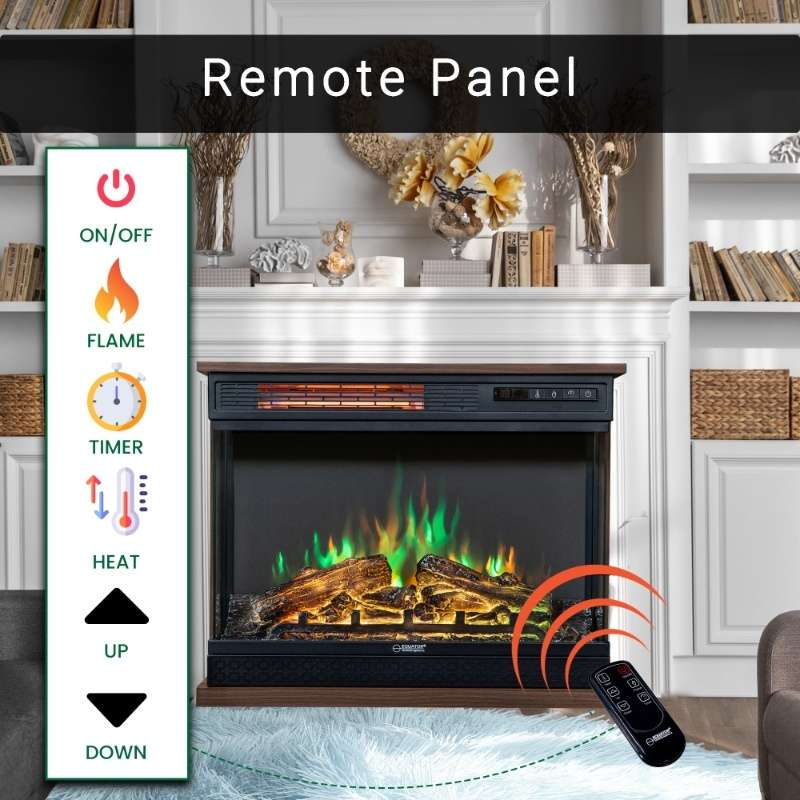 Chimenea portátil independiente Equator de 26 pulgadas, solo calor o LED de 7 colores, control remoto, 110V