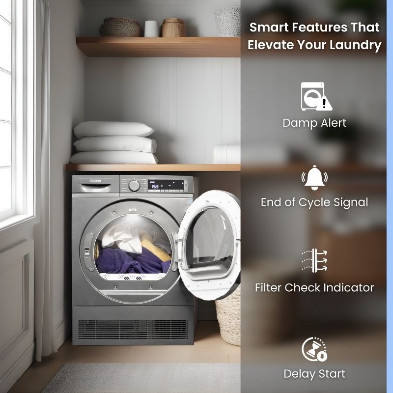 Sèche-linge à condensation/sans évacuation ConServ 4cf, assainissement, affichage LED, porte réversible, 220V, EStar (reconditionné)