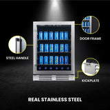 REFRIGERADOR DE BEBIDAS Equator de 24 pulgadas, empotrable/independiente, acero inoxidable, capacidad para 108 latas + 6 botellas, 4.76 pies cúbicos, 110V