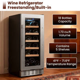 Refrigerador de vinos Equator para 18 botellas, negro, independiente/integrable, LED de 7 colores