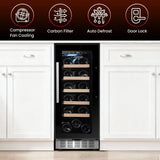 Refrigerador de vinos Equator para 18 botellas, negro, independiente/integrable, LED de 7 colores
