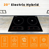 Equator 120V 20 inch 1 Induction and 1 Ceramic Electric Hybrid Cooktop, Black