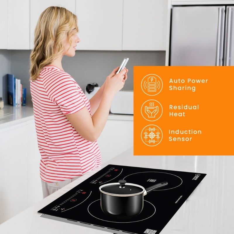 Equator 120V 20 inch 1 Induction and 1 Ceramic Electric Hybrid Cooktop, Black