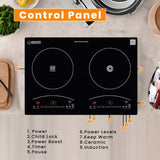Equator 120V 20 inch 1 Induction and 1 Ceramic Electric Hybrid Cooktop, Black