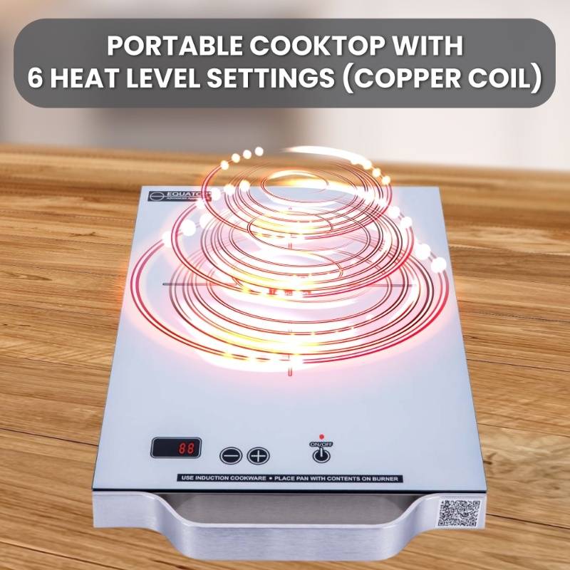Placa de inducción portátil Equator de 11 pulgadas con un quemador, mango de aluminio LIGHT, 110V