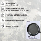 Placa de inducción portátil Equator de 11 pulgadas con un quemador, mango de aluminio LIGHT, 110V