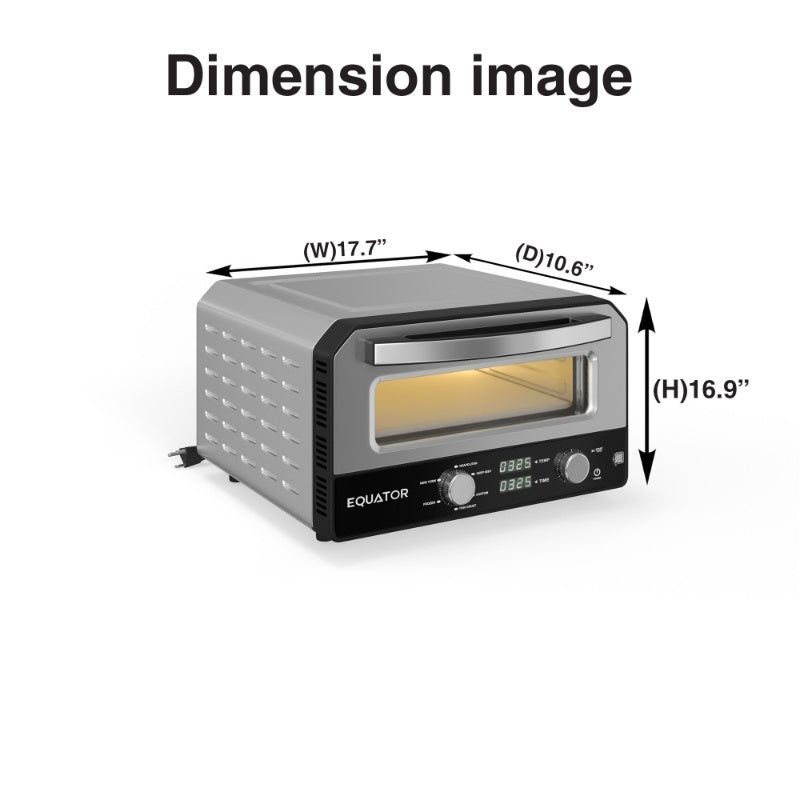 Horno para pizza Equator de 0.5 pies cúbicos para interiores/exteriores con piedra para hornear auténtica – Cocina pizzas de 12 pulgadas, 6 modos preestablecidos, ajustes personalizados y juego de accesorios para un verdadero sabor a pizzería en casa