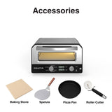 Horno para pizza Equator de 0.5 pies cúbicos para interiores/exteriores con piedra para hornear auténtica – Cocina pizzas de 12 pulgadas, 6 modos preestablecidos, ajustes personalizados y juego de accesorios para un verdadero sabor a pizzería en casa