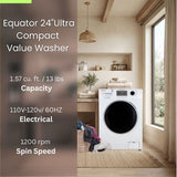 Equator Compact Washer 1.57cf/13lbs POWER WASH 15 Programs 1200rpm 110V