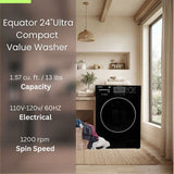 Equator Compact Washer 1.57cf/13lbs POWER WASH 15 Programs 1200rpm 110V