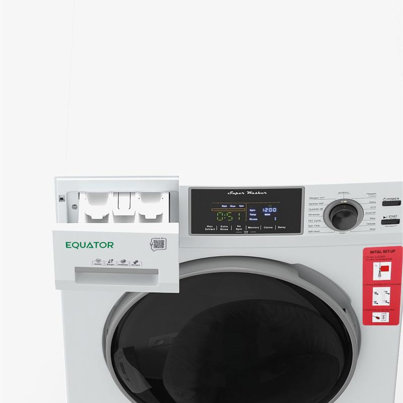 Laveuse perfectionnée Equator 24 po, 2,5 pi³/26 lb avec cycle pour animaux (PET), commandes tactiles, 1400 tr/min, 110 V