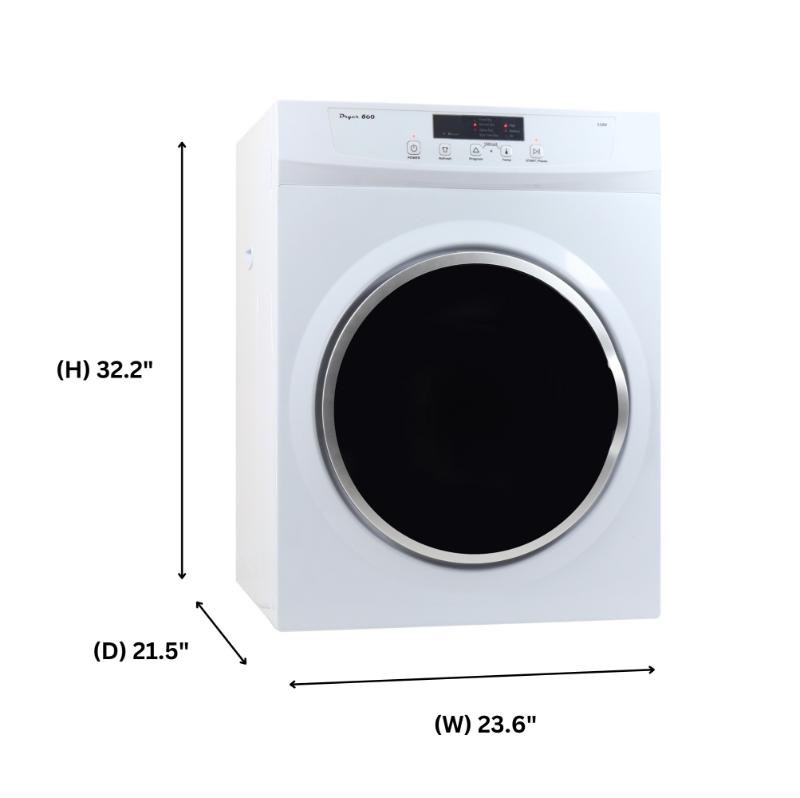 Sèche-linge à évacuation Equator Standard 24 po, 3,5 pi³/13 lb, cycle de rafraîchissement par capteur, 110 V/1500 W (Reconditionné)