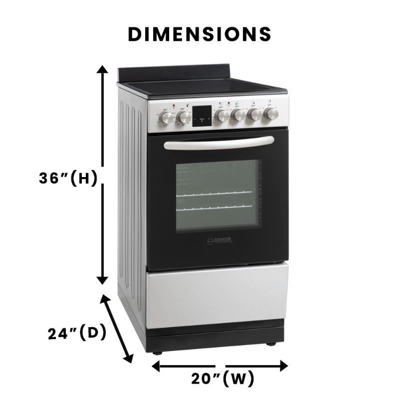 Equator 20 Electric Cooking Range 4 Ceramic Burner CONVECTION OVEN AIR FRYER SS