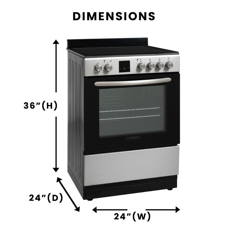 Equator 24 inch Electric Cooking Range 4 Ceramic Burner CONVECTION OVEN+AIR FRYER White