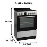 Equator 24 inch Electric Cooking Range 4 Ceramic Burner CONVECTION OVEN+AIR FRYER White