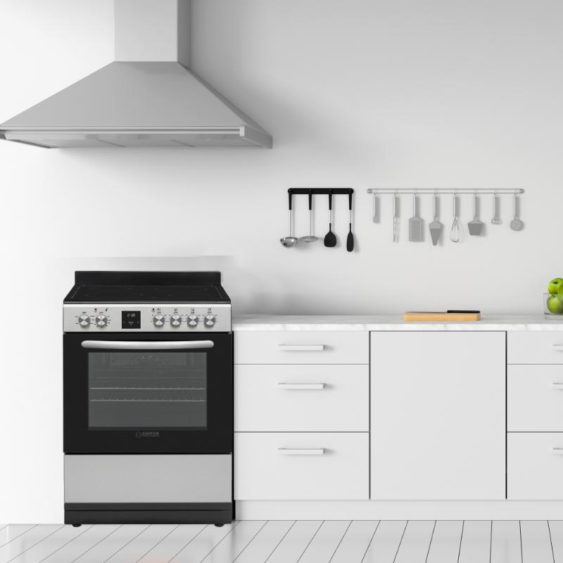 Equator 24 inch Electric Cooking Range 4 Ceramic Burner CONVECTION OVEN+AIR FRYER White