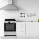 Equator 24 inch Electric Cooking Range 4 Ceramic Burner CONVECTION OVEN+AIR FRYER White