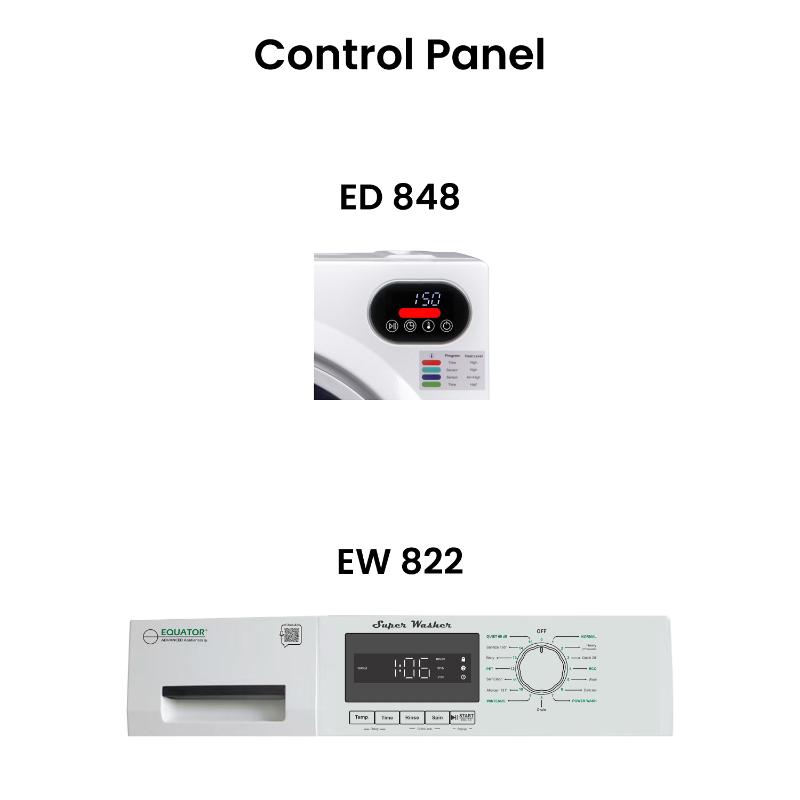 Lavadora y secadora apilables compactas Equator, lavadora EW 822 de 1.57 pies cúbicos, secadora ED 848 de 2.6 pies cúbicos, 110V